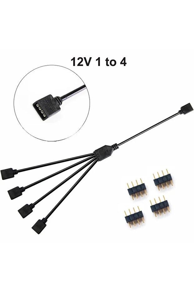12V 1 to 4 12V 4PIN RGB Sync Motherboard Cable 5V 3Pin ARGB 1 to 2/3/4/5 Ways Extension Line