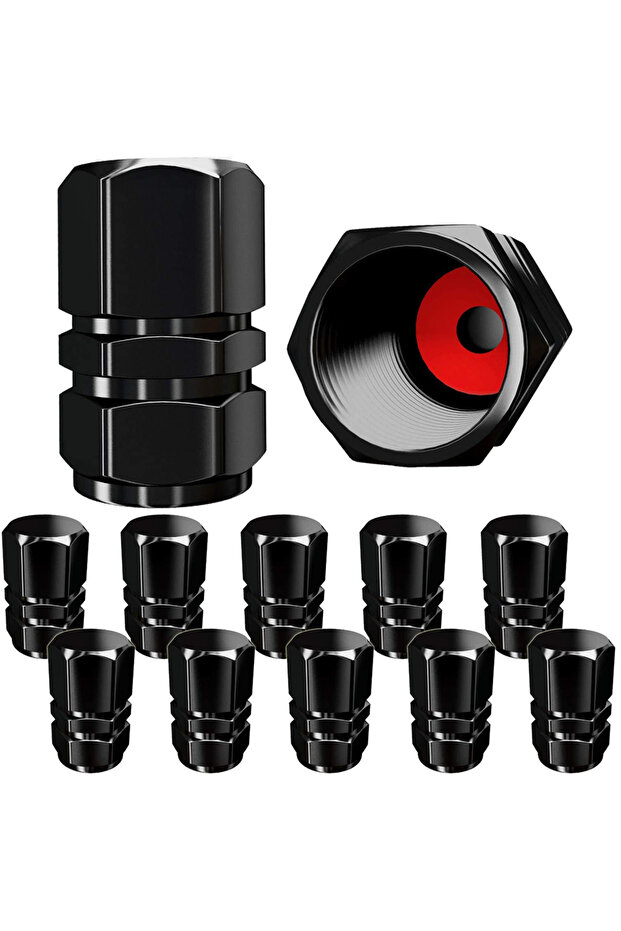 Black-12Pcs AUTCOAT Tire Valve Caps (12 Pcs) Heavy-Duty Stem Covers | Dust Proof, with O Rubber Seal