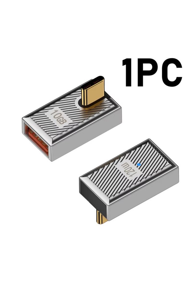 Khaki 120W USB Type C OTG Adapter 10Gbps Data Transmission Type-C to USB-C Charging Converter For U
