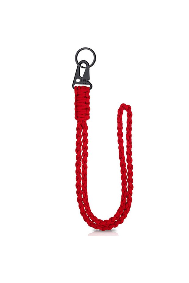 Red Heavy Duty Braided 550 Paracord Neck Lanyard Keychain Survival Parachute Rope Lanyard Necklace H