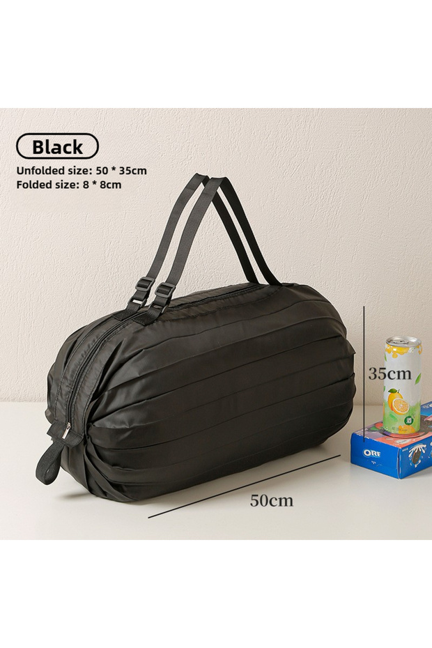 Black Foldable Ultra Light Shopping Bag Travel One Shoulder Portable Large Grocery Bag Supermarket E