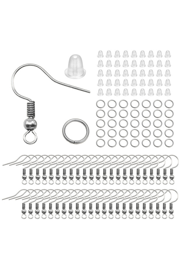 Rhodium 300pcs 100/300pcs/Lot Hypoallergenic Earring Hook Kit Mix-color Ear Wires Fish Hooks Open Ju