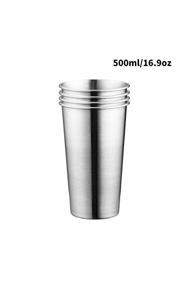300-600ml 4pcs-500ml 4pcs 300ml/500ml/600ml Stainless Steel Cups Metal Pint Unbreakable Shatterproof