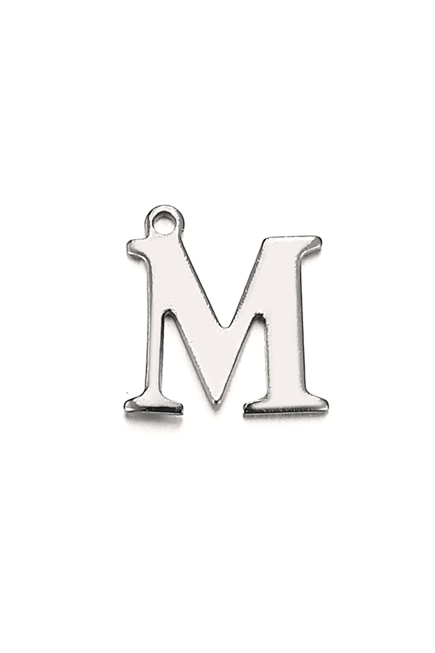 ST-M 20pcs Stainless Steel Letter Charm Initial Charms Single Alphabet Beads Pendants for Necklace J