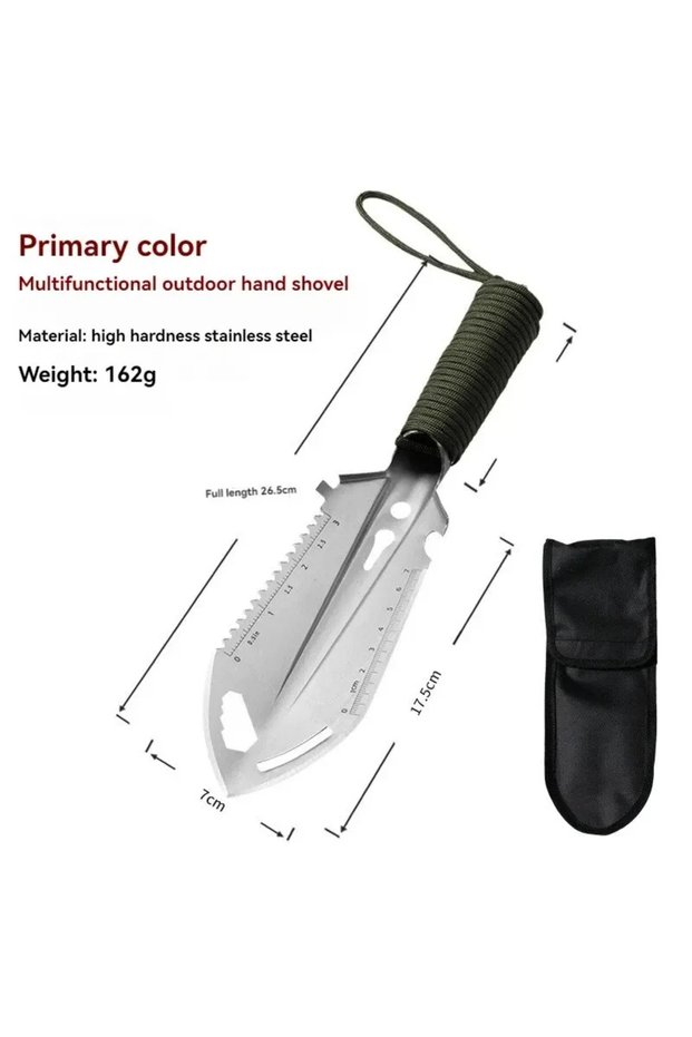 Silver Camping Engineer Shovel Wilderness Survival Tool, Outdoor Stainless Steel Multifunctional Sma