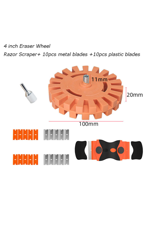100mm Wheel Scraper Auto Decal Adhesive Remover 4/3.5 Inch Rubber Eraser Wheel for Drill Car Sticker