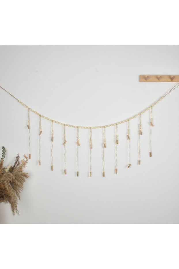 22 clips Bohemian-Style Photo Banner, With 12/22/30 Clips, Wooden Bead Photo Display Clips, Diy Phot