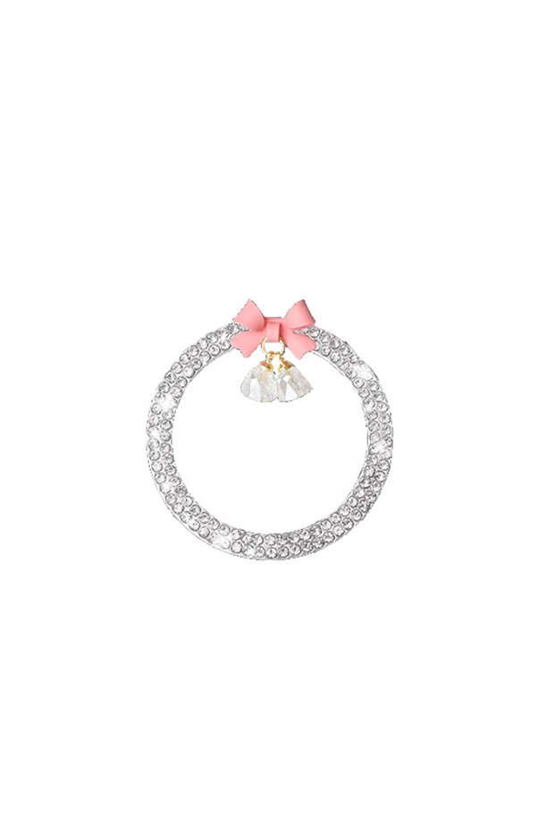 1pc white Rhinestone Bow Bell Car Start Switch Button Auto Decorative Diamond Stickers Ring Circle T