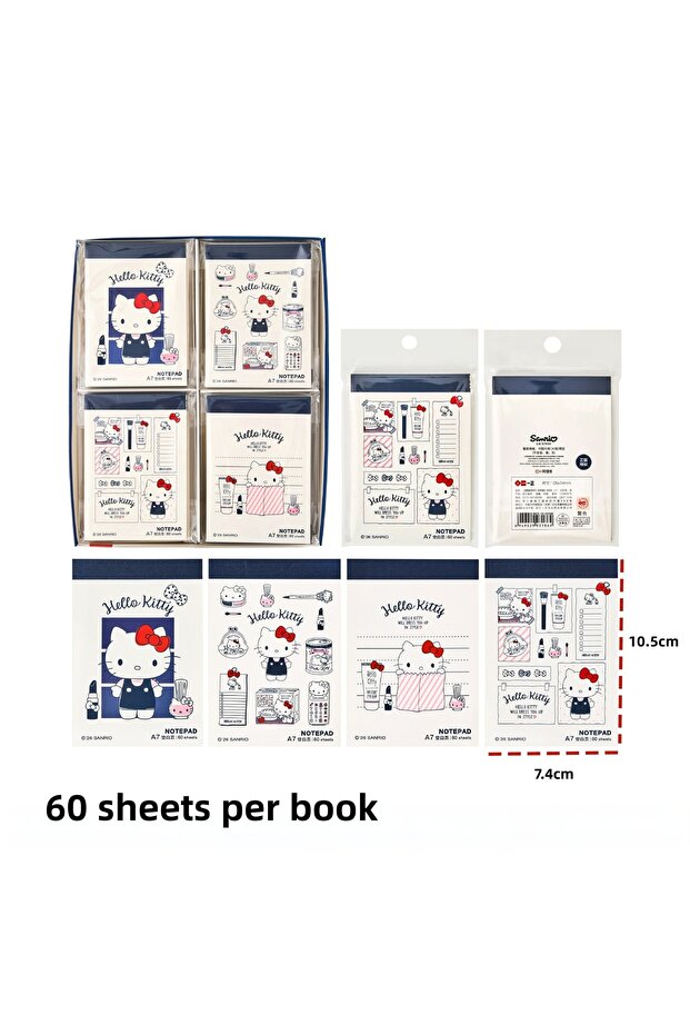 A7 4 Books Sanrio Genuine Hello Kitty Cute Pu Notebook Cartoon Notepad Student Planner Stationery Gi