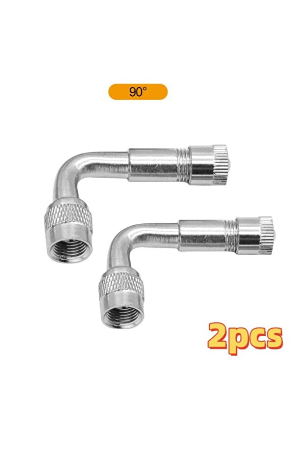 Silver 90 Degree 2Pcs Motorcycle 45 90 135 Degree Angle Bent Valve Adaptor Tyre Tube Valve Extension