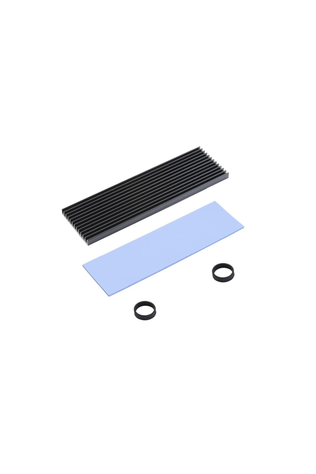 black M.2 Heatsink Heatsink with Thermal Silicone Pads 2280 SSD Heatsink with 2 Black Rubber Straps