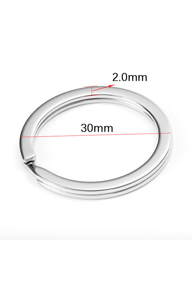 30mm-10pcs 10pcs 20pcs 15-50mm Metal Key Rings Double Loops Smooth Flat Keyring for DIY Car Keychain