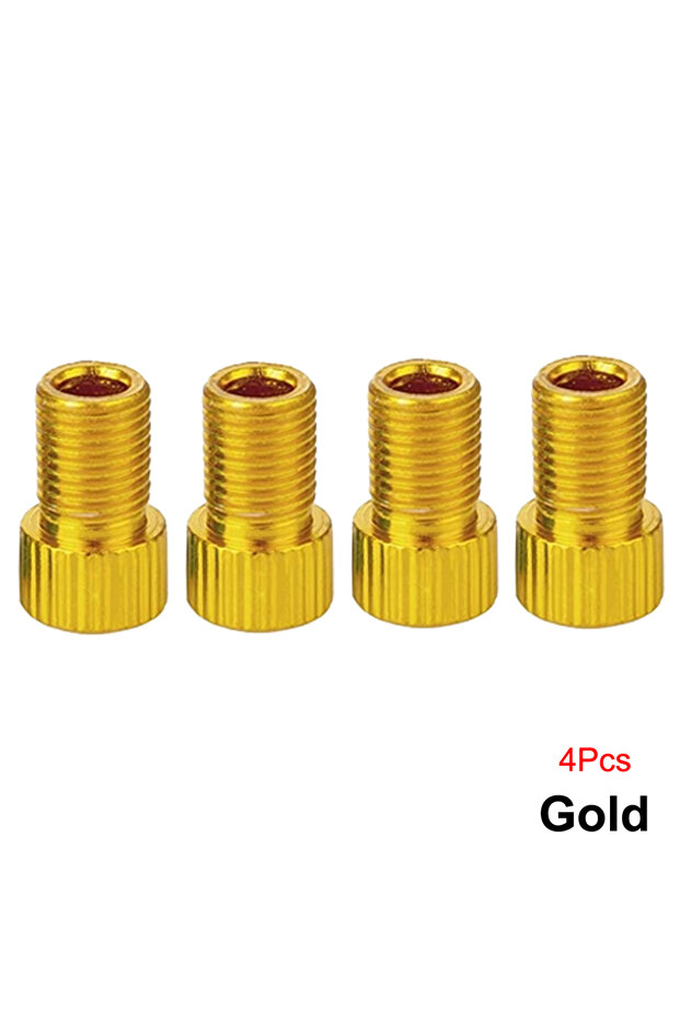 Gold 4Pcs Presta Valve Adapter - Convert Presta to Schrader - French/UK to US - Inflate Tire Using S