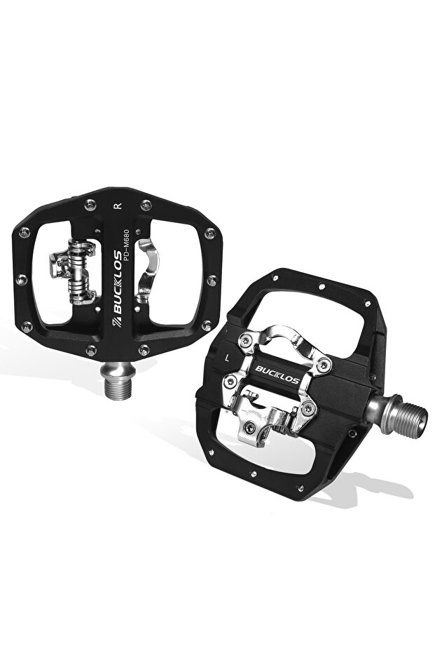 Black pedal MTB Bike Pedal for SPD Dual Self-locking MTB Platform Pedals Footrest Mo