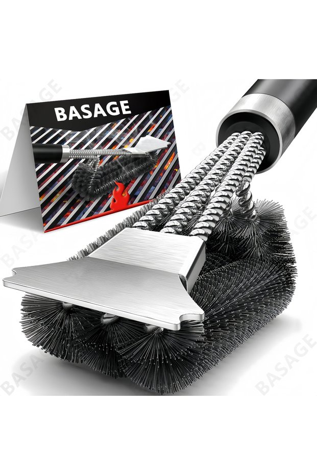 Safe Grill Brush - Bristle Free BBQ Grill Brush - Rust Resistant Stainless Steel Barbecue Cleaner -