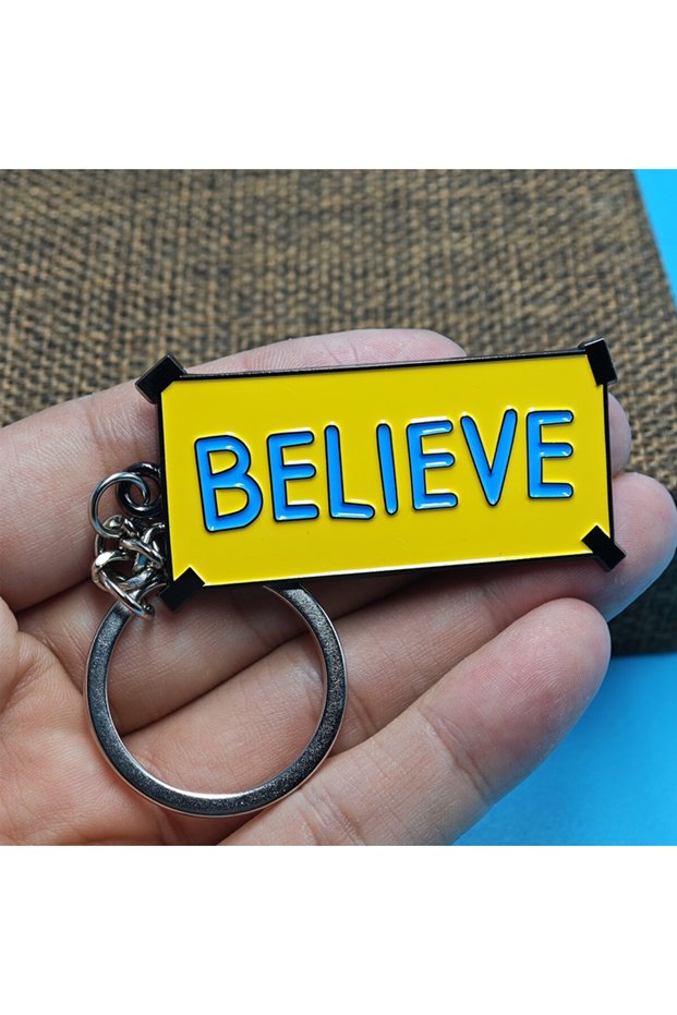 A Ted Lasso BELIEVE Keychain Metal Personality Pendant Key Ring For WomenMovie Fans Cool Addition