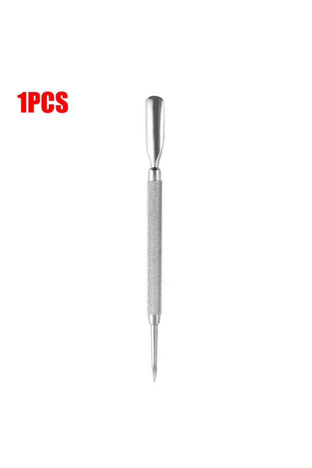 Silver 1Pcs YIKOOLIN 1/10Pcs Cuticle Pusher Double Sided - Sharp Edge Spoon Shaped Dual Ended Cuticl