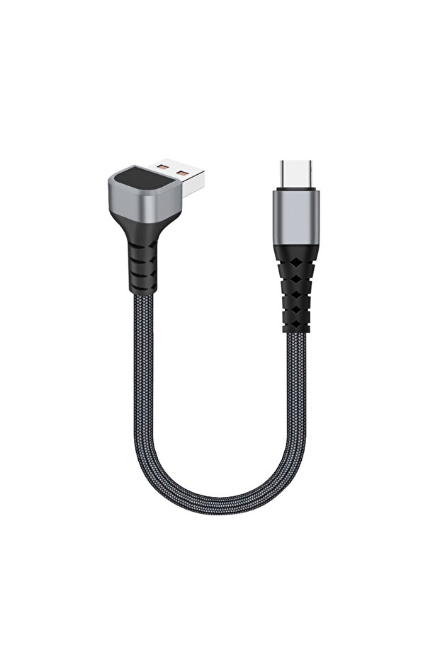 1m Black UD A-C Short USB C to USB C Cable for Power Bank,90 Degree Right Angle Braided Fast Chargin