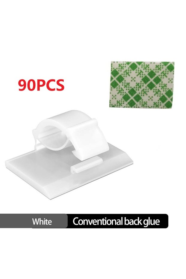90PCS White 30pcs Cable Organizer Clips Cord Holder Desktop Workstation Wire Manager USB Charging Da