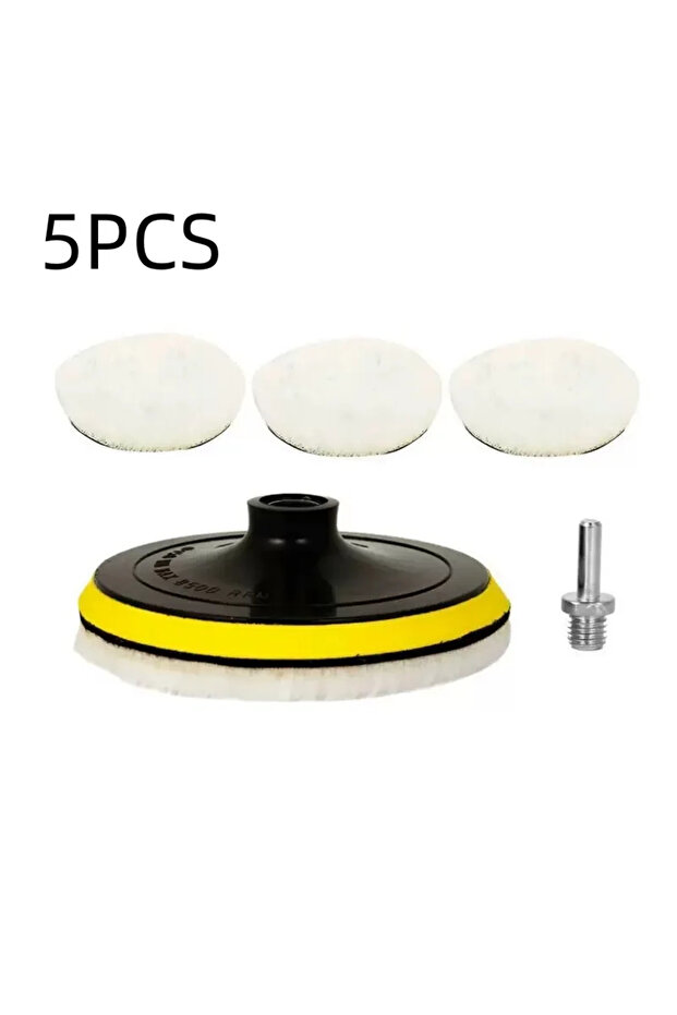 5PCS 4 'Fluff Polishing Disc with Hook-Ring Polishing Pad and Self-Adhesive Base for Electric Drilli