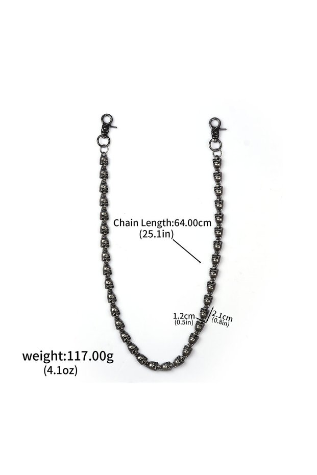 Blue Dark Hip Hop Skull Pants Chain Slim Heavy Waist Chain Men's Pirate Skull Keychain Wallet Chain