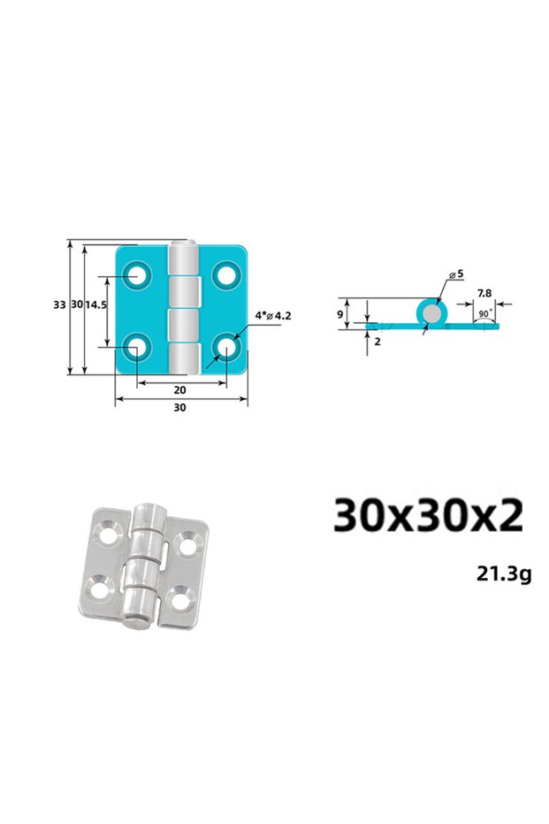 Hinge30X30X2 304 Stainless Steel Thickened Hinge Mechanical Equipment Hinge Heavy-Duty Industrial Fl