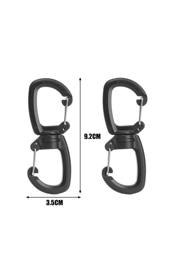 2pcs 360 Rotating Double Carabiner Outdoor Swivels Clip Portable S Chain Hook Camping Double Hook Ba