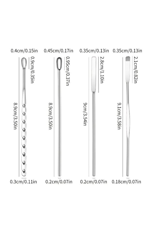 4PCS 4PCS/pack Stirring Rods Nail Art Stirring Rod Tool Stainless Steel Powder Liquid Gel Polish Spo