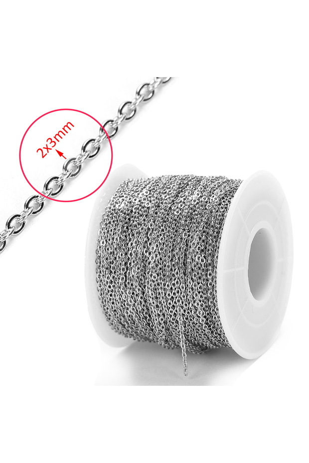 10 Meters Steel Color-2x3mm No Fade 10 Meters 2 Meters Gold Color Stainless Steel Chains For DIY Nec