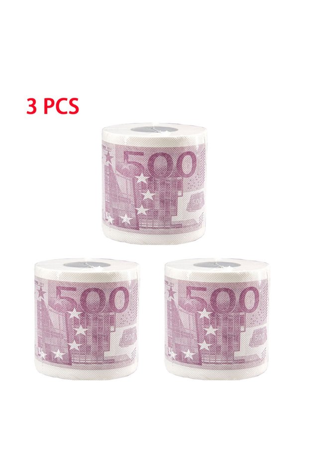 3PCS 2-ply creative simulated Euro toilet paper, fun Euro toilet paper, creative money tissue, roll
