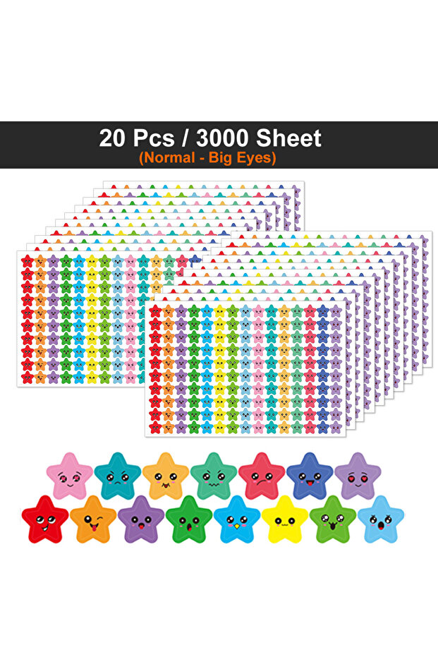 Lavender 450-3000 Sheet Happy Face Stars Reward Sign Stickers Pack DIY Skateboard Suitcase Stationer