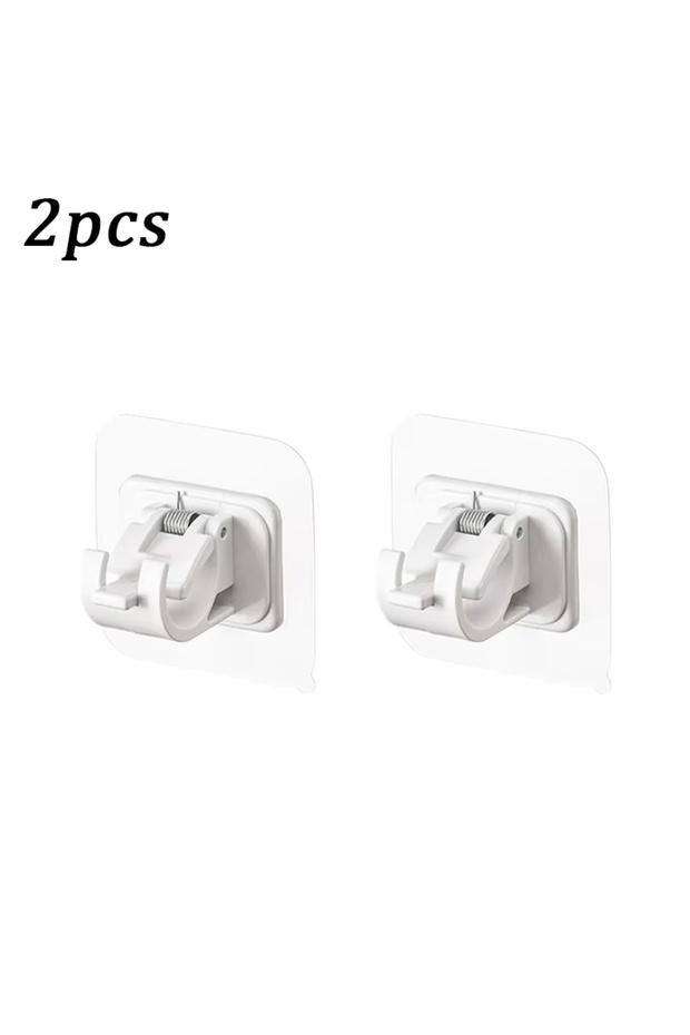 2 Pack White 4/6/24PCS Adjustable Curtain Rod Clip Self Adhesive Clamp Hook Curtain Holder Wall Brac