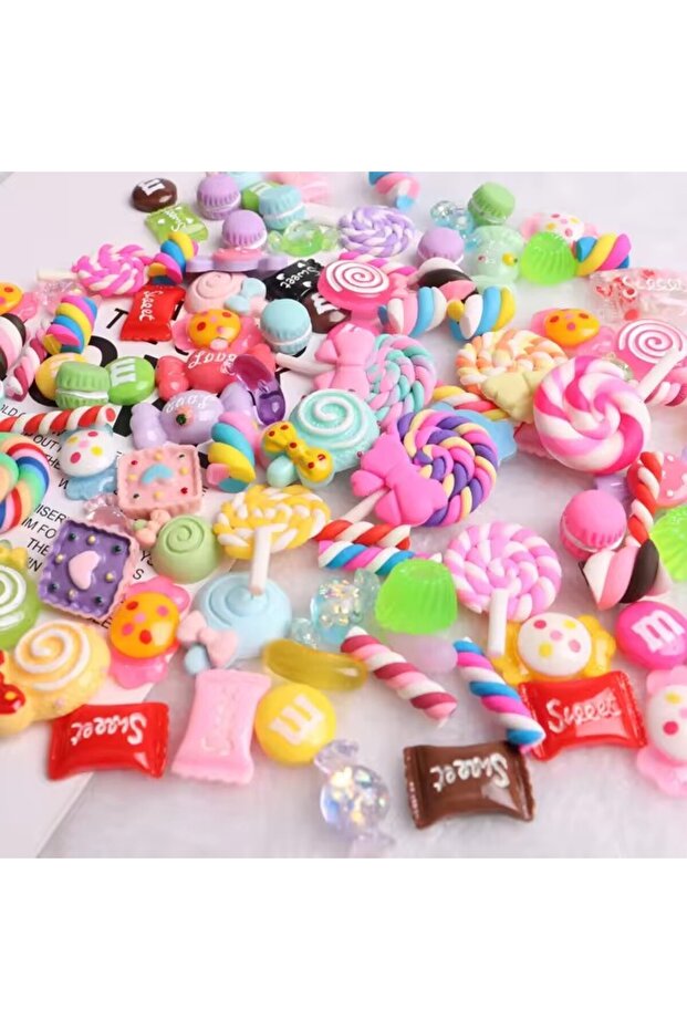 20pcs random 20PCS Multi Shape Kawaii Accessories Nail Art Charms Sweet Candy Gummy Bear Lollipop R