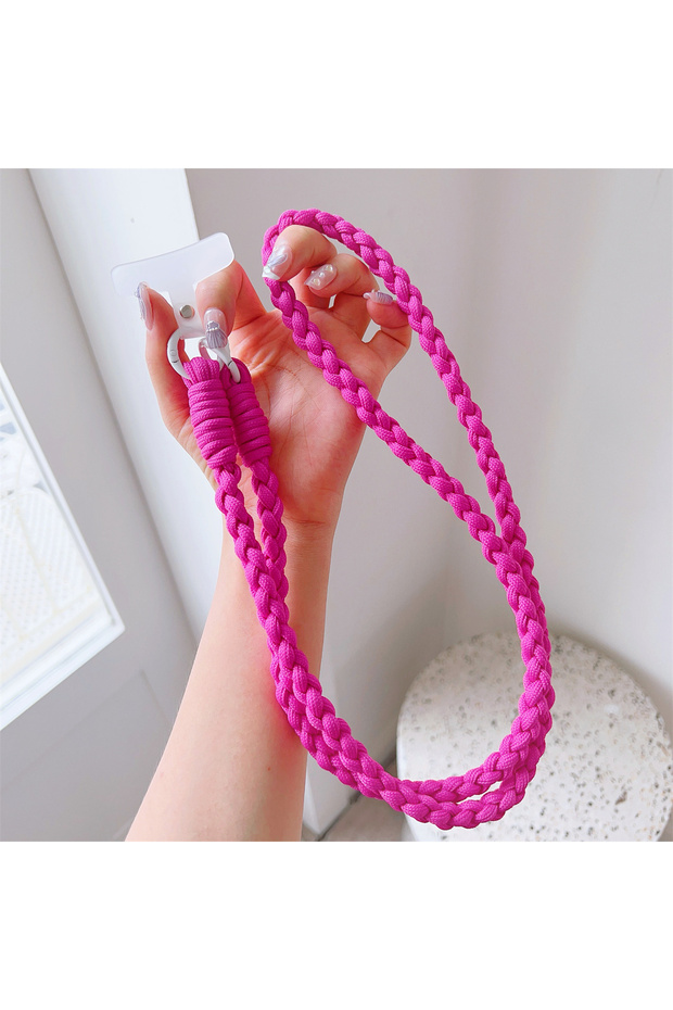 D 1Pc Fashion Four Strand Braided Mobile Phone Hanging Rope Long Diagonal Strap Lanyard With Phone C