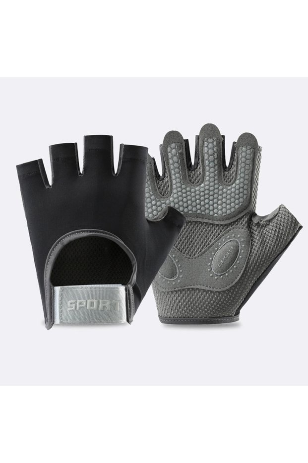S Black Sports and Fitness Gloves, Unisex, Semi Finger Breathable Equipment, Training Kettlebells, B
