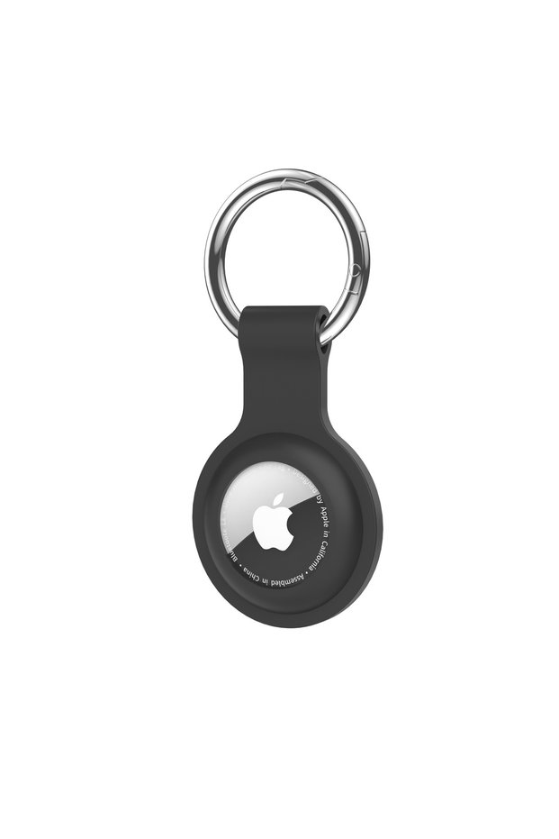 black Keychain For Apple AirTag Silicone Protective Case Cover Key Chain Anti-Loss Ring AirTags Acce