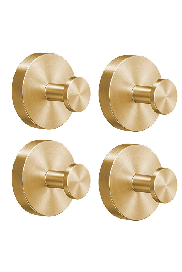 Golden 4ps Suction cup hook, Stainless Steel No-Drill Racks for Organizing Towels, Robes & Utensils
