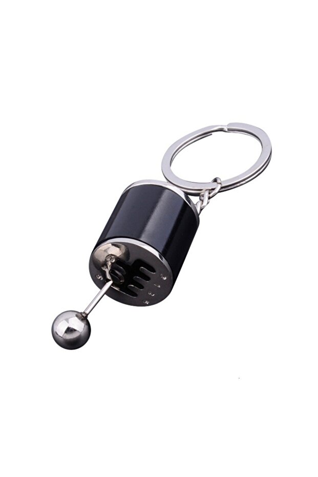 1PCS black Metal Keyring Creative Car Shifter Keychain Six-Speed Gear Stick Knob Gearbox Model Key A