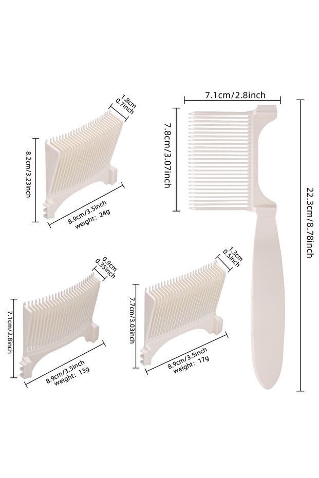 white Haircutting Comb Set for Men - Precision Styling Comb and Hair Clipper Guide for Perfect Flat