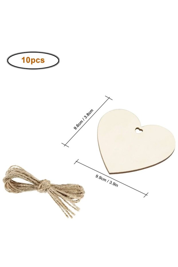 A 10pcs/lot Heart Shaped Wooden Hanging Ornament Hearts Craft for Wedding Valentine's Day Gift DIY C