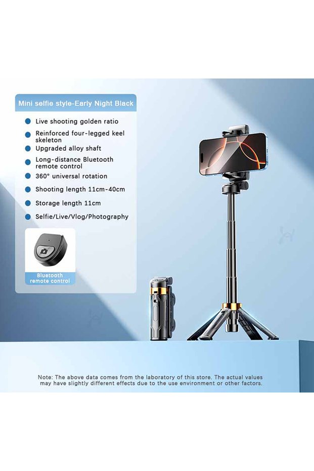 Black Super Mini Selfie Stick Portable Phone Holder Shooting Aid Versatile Integrated Design Bluetoo