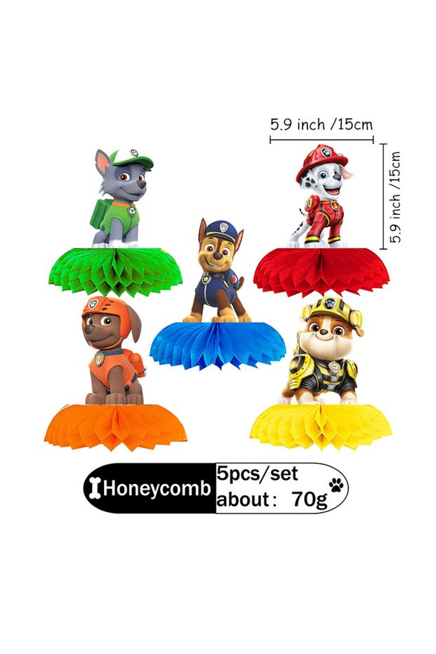 PAW PATROL other Honeycomb 8-5pcs Paw Patrol Honeycomb Team Member Ornament for Festival Events Part
