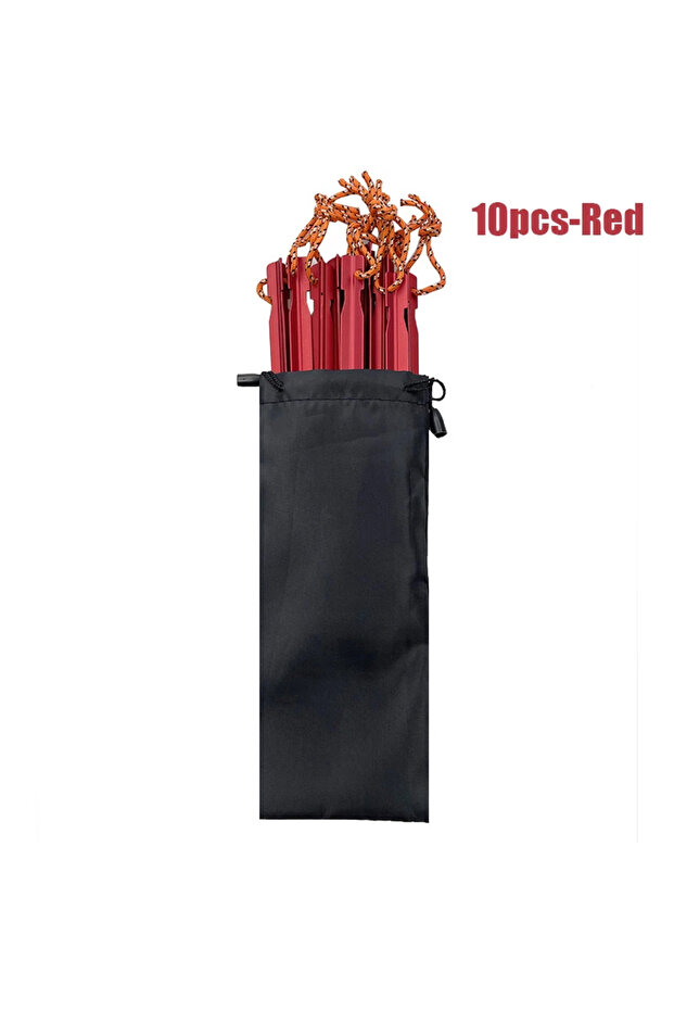 10PCS Red with bag Ultralight 10pcs 18cm Aluminum Alloy Tent Pegs Strong Camping Ground Nails With C
