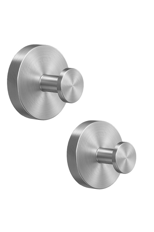 Silver 2ps Suction cup hook, Stainless Steel No-Drill Racks for Organizing Towels, Robes & Utensils