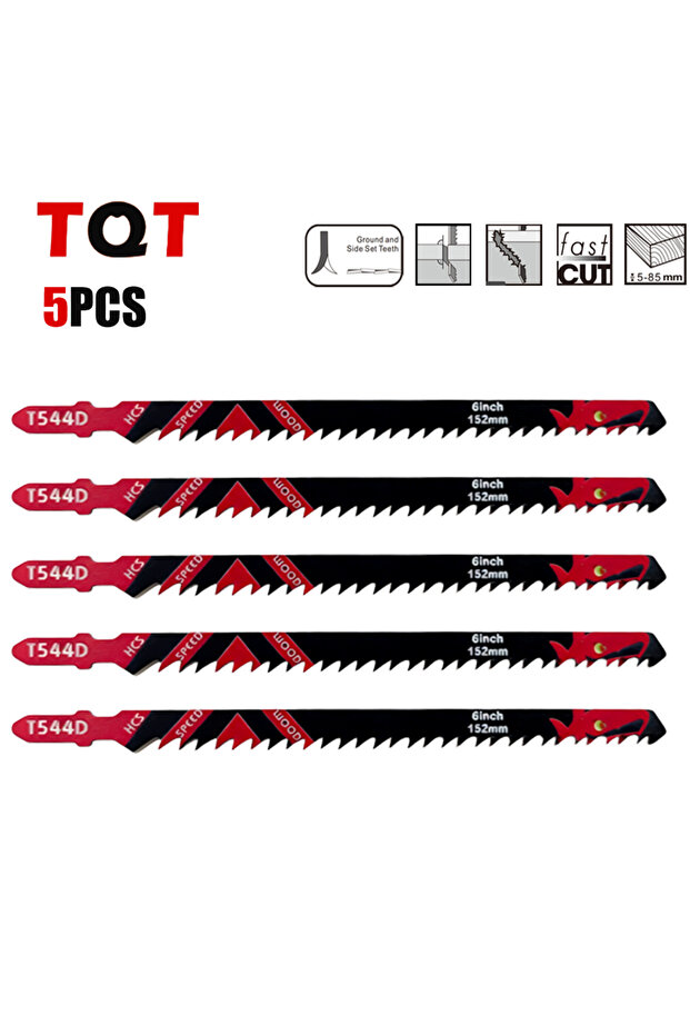 1.5mm 150mm Multipurpose Cutting 5Pcs Fast-Cut Jigsaw Blades 5/10/20-Pack T544D, 6-Inch T-Shank for