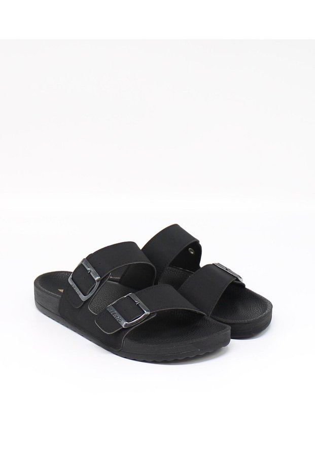 53001 Black Men's Buckled Anatomical Slippers