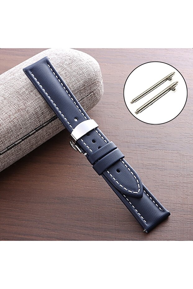 20mm Silver Buckle Blue White Business Sailcloth Nylon Watchband 18/19/20/21/22mm Quick Release Butt