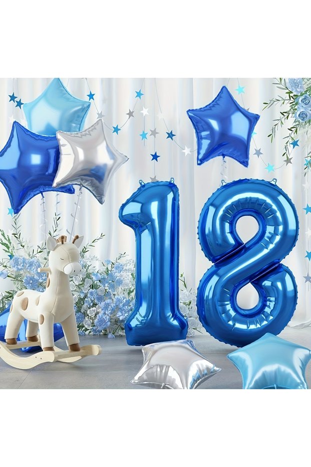 32inch 18 32inch Blue Number Balloon Set Dark Blue Number 10~50th Balloon Suitable for Adult Birthda