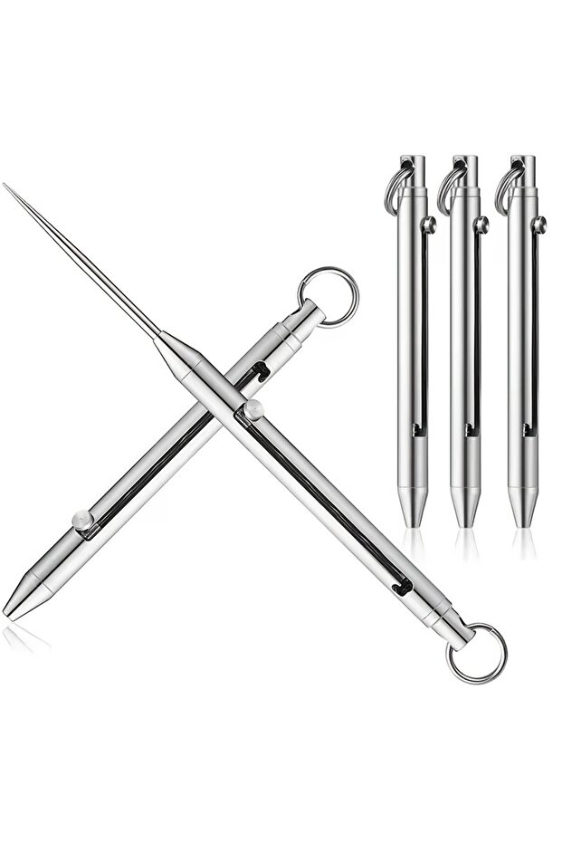 2pcs Portable Titanium Toothpicks Pocket Keychain Stainless Steel with Metal Toothpick for Picnic Ca