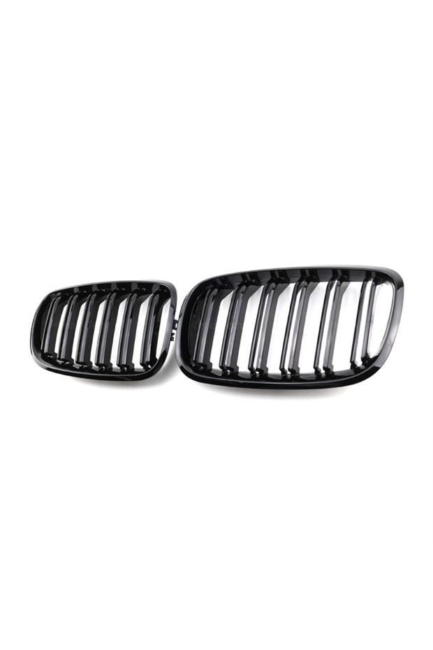 All Black 2Pcs Car Style Gloss Black Front Kidney Double Slat Grill Grille for BMW X5 E70 2007-2013